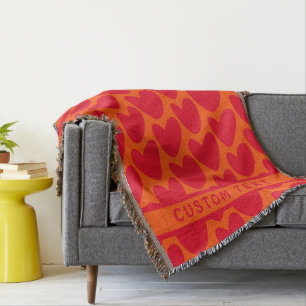 Retro Sinaasappel en Groovy Red Hearts Deken