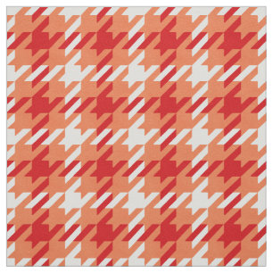 Retro sinaasappel en rode houndstooth plaid patroo stof