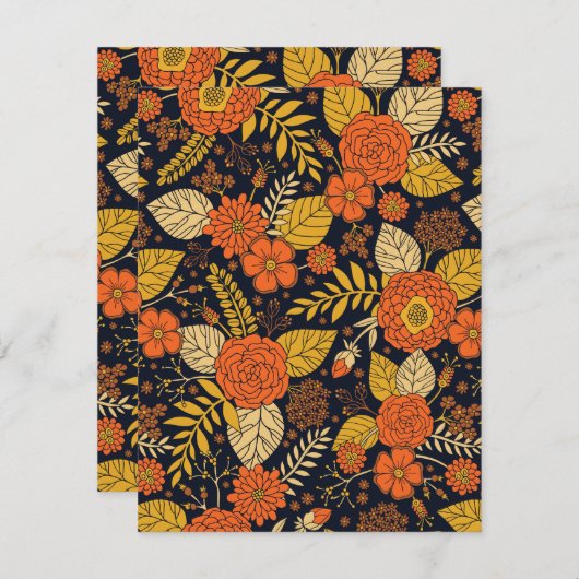 Retro-Sinaasappel, geel en zeeminkel Notitiekaartje (Voorkant / Achterkant)