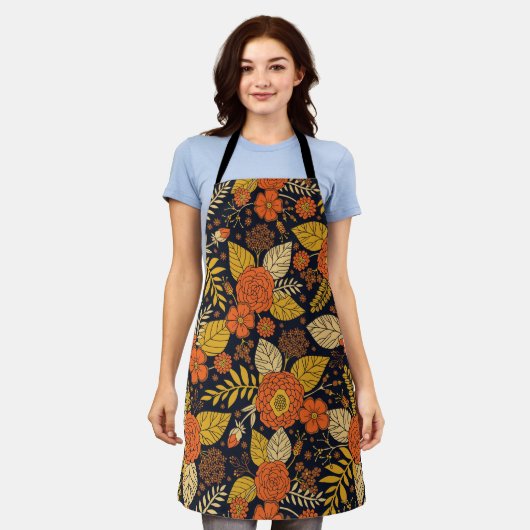 Retro-Sinaasappel, geel en zeeminkel  Schort (Gedragen)