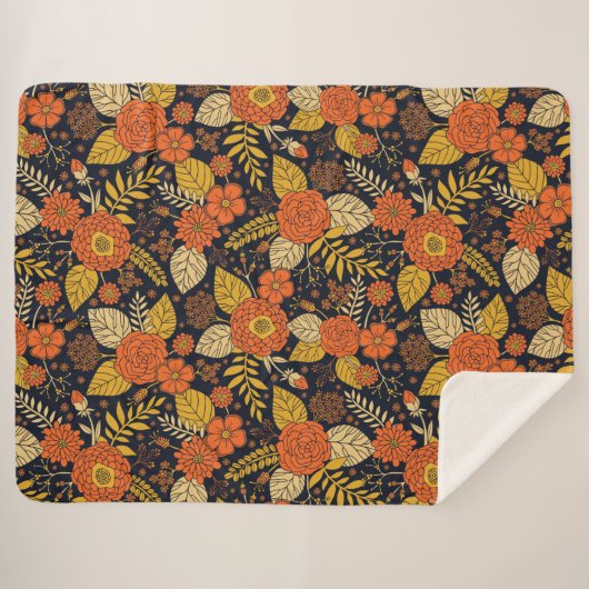 Retro-Sinaasappel, geel en zeeminkel  Sherpa Deken (Voorkant (horizontaal))