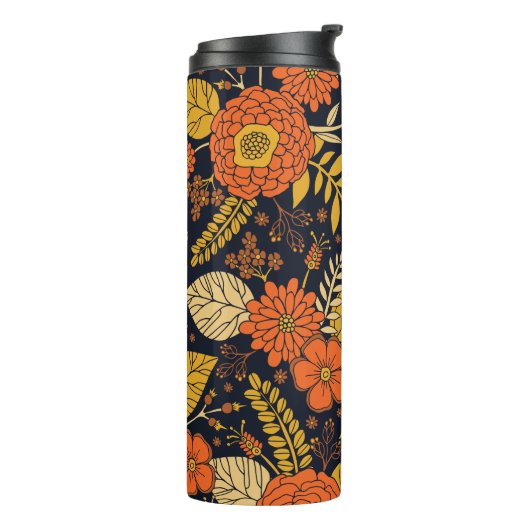 Retro-Sinaasappel, geel en zeeminkel  Thermosbeker (Gedraaid links)