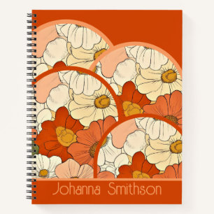 Retro Sinaasappel Groove Floral Deluxe Notitieboek