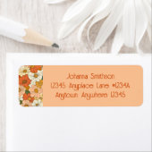 Retro Sinaasappel Groove Floral Retour Adres Label (Insitu)