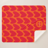 Retro Sinaasappel Groovy Red Hearts Naam Over Mono Sherpa Deken (Voorkant (horizontaal))