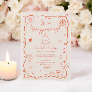 Retro Sinaasappel hand getekende geïllustreerde fo Kaart