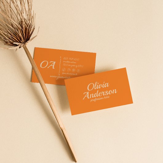 Retro Sinaasappel Kleurrijke Bold Groovy Schattige Visitekaartje