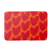 Retro Sinaasappel met Groovy Red Hearts Badmat (Voorkant)