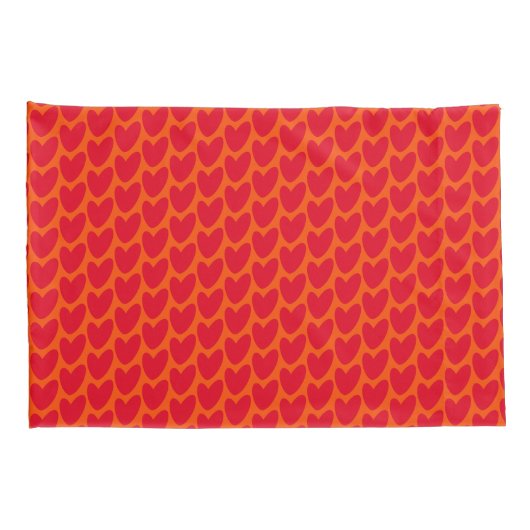 Retro Sinaasappel met Groovy Red Hearts Kussensloop (Achterkant-Rechts)