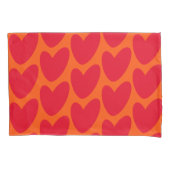 Retro Sinaasappel met Groovy Red Hearts Kussensloop (Voorkant-Links)
