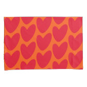 Retro Sinaasappel met Groovy Red Hearts Kussensloop (Voorkant-Rechts)