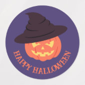 Retro Sinaasappel Pompoen Happy Halloween Labels (Design 1)