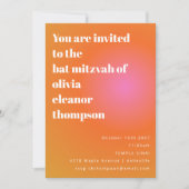 Retro Sinaasappel Roze Gradient Unique Bat Mitzvah Kaart (Voorkant)