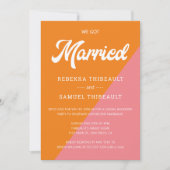 Retro Sinaasappel Roze Kleur Blok Bruiloft Casual  Kaart (Voorkant)