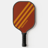 Retro Sinaasappel Rust Drie Strepen Met Naam Pickleball Paddle (Voorkant)