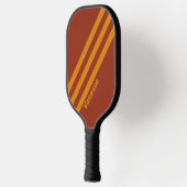 Retro Sinaasappel Rust Drie Strepen Met Naam Pickleball Paddle (Links)