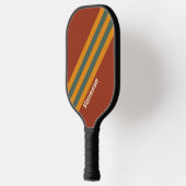 Retro Sinaasappel Rust Stripes met Naam Pickleball Paddle (Links)