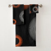 Retro Sinaasappel Wit Zwart Starburst Patroon Bad Handdoek (Insitu)