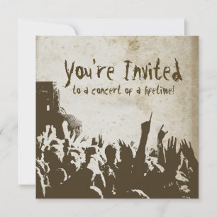 Retro Sined Rock Concert Invitation Kaart