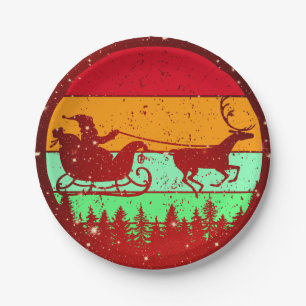 Retro Sint Sinterklaas Reindedarm 7 inch Papieren Bordje