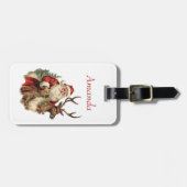 Retro Sinterklaas en rendieren Kerstmis Bagagelabel (Voorkant horizontaal)