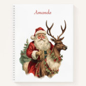 Retro Sinterklaas en rendieren Kerstmis Notitieboek (Voorkant)