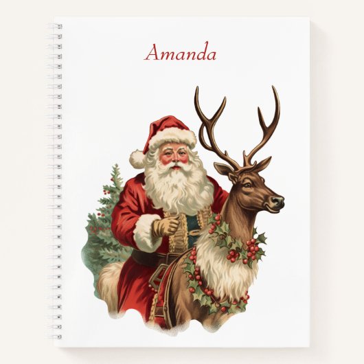 Retro Sinterklaas en rendieren Kerstmis Notitieboek (Voorkant)