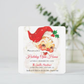 Retro Sinterklaas Feest, Open huis Feestdagenkaart (Staand voorkant)