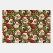 Retro Sinterklaas Gezichten en Holly Inpakpapier Vel (Voorkant)