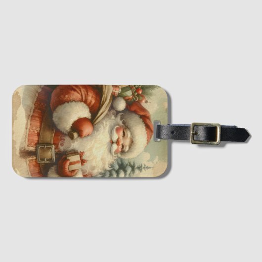 Retro Sinterklaas illustratie Bagagelabel (Voorkant (horizontaal))