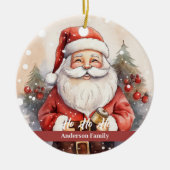  retro sinterklaas Waterverf Illustratie Keramisch Ornament (Voorkant)