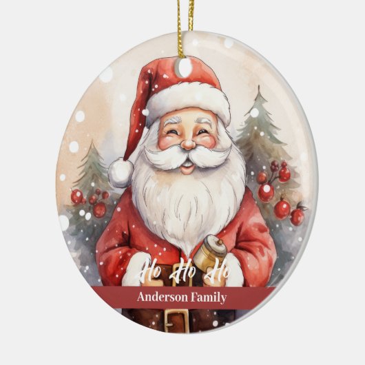 retro sinterklaas Waterverf Illustratie Keramisch Ornament (Links)