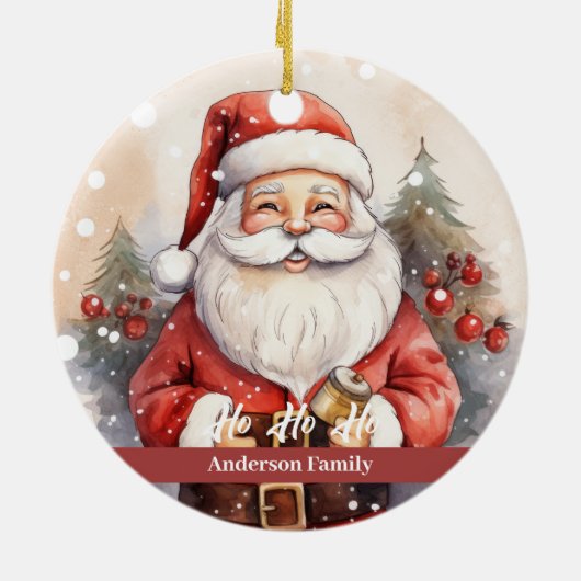  retro sinterklaas Waterverf Illustratie Keramisch Ornament (Achterkant)