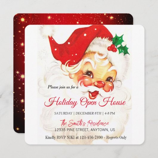 Retro Sinterklaasviering, Open Huis Feestdagenkaart (Voorkant / Achterkant)