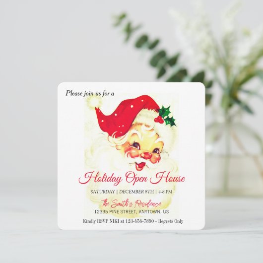 Retro Sinterklaasviering, Open Huis Feestdagenkaart (Staand voorkant)