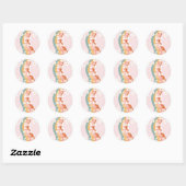 Retro Six is een Vibe Rainbow Daisy 6e verjaardag Ronde Sticker (Vel)
