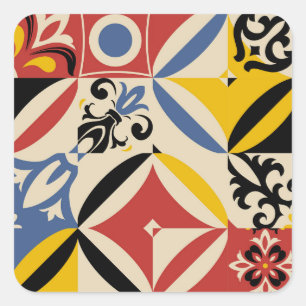Retro Sixties Azulejos geometrisch patroon Vierkante Sticker