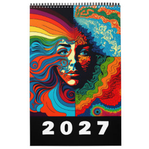 Retro Sixties Psychedelische Kunst 2026 Agenda Kalender