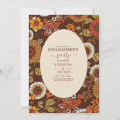 Retro  Sixties Terracotta Verloving Kaart (Voorkant)