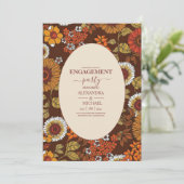 Retro  Sixties Terracotta Verloving Kaart (Staand voorkant)
