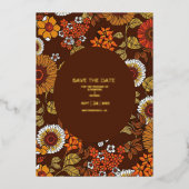 Retro  Sixties Terracotta Wedding Folie Uitnodiging (Voorkant)