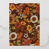 Retro  Sixties Terracotta Wedding Folie Uitnodiging (Achterkant)