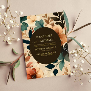 Retro  Sixties Terracotta Wedding Folie Uitnodiging