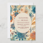 Retro  Sixties Terracotta Wedding Kaart (Voorkant)