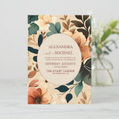 Retro  Sixties Terracotta Wedding Kaart (Staand voorkant)