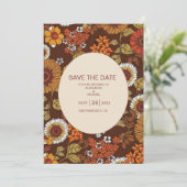 Retro  Sixties Terracotta Wedding Save The Date (Staand voorkant)