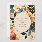 Retro Sixties Terracotta Wedding Save The Date (Voorkant)