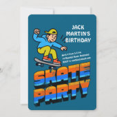 Retro Skateboard Birthday Invitation (Devant)