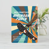 Retro Skateboard Birthday Invitation Kaart (Staand voorkant)