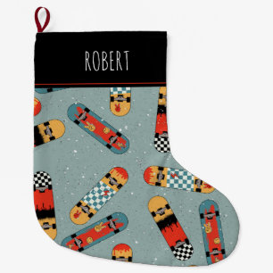 Retro Skateboard Blauw Cool Kinder Grote Kerstsok